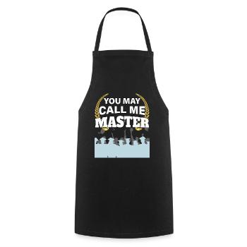 You can call me Master's Degree Design - Cooking Apron - black - Front - AI Model Male 185 dark (185cm)