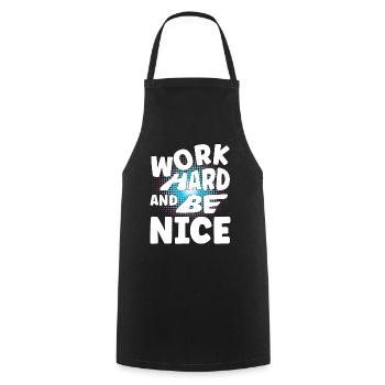 Work hard and be nice - Kochschürze - Schwarz - Vorne - AI Model Male 185 dark (185cm)