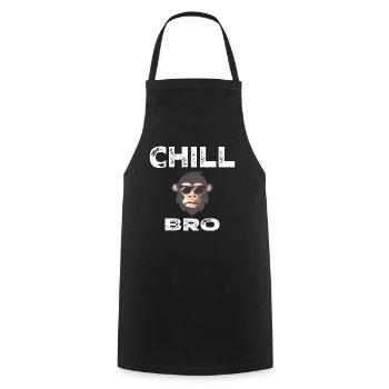 Chill Bro - Drôle de singe avec un dicton cool Gesche - Tablier de cuisine - noir - Devant - AI Model Male 185 dark (185cm)