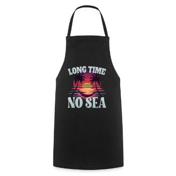 Long time no sea - lange Zeit kein Meer - Cooking Apron - black - Front - AI Model Male 185 dark (185cm)