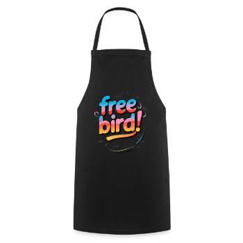 Free Bird - frei wie ein Vogel - Kochschürze - Schwarz - Vorne - AI Model Male 185 dark (185cm)