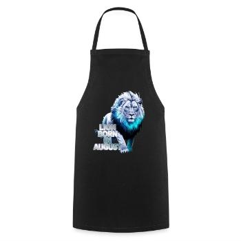 Signe du zodiaque Lion - né en août - Tablier de cuisine - noir - Devant - AI Model Male 185 dark (185cm)