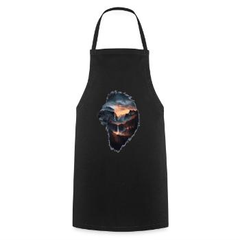 Löwe Wandern Lion Hiking design - Kochschürze - Schwarz - Vorne - AI Model Male 185 dark (185cm)