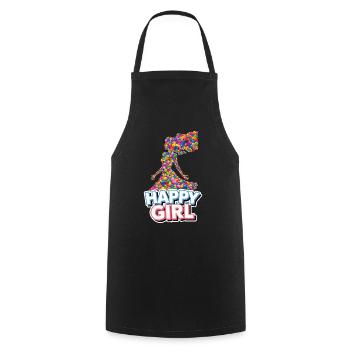 Happy Girl - Cooking Apron - black - Front - AI Model Male 185 dark (185cm)