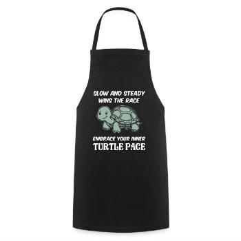 Lent et régulier gagne la course, adopte le rythme de la tortue - Tablier de cuisine - noir - Devant - AI Model Male 185 dark (185cm)