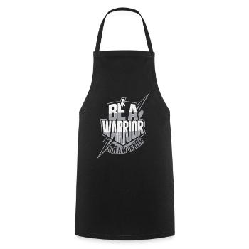 Be a warrior, not a worrier inspirational saying - Cooking Apron - black - Front - AI Model Male 185 dark (185cm)