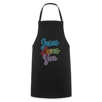Jésus vous aime ! - Tablier de cuisine - noir - Devant - AI Model Male 185 dark (185cm)