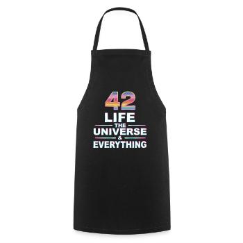Life Universe Everything 42 answers - Cooking Apron - black - Front - AI Model Male 185 dark (185cm)