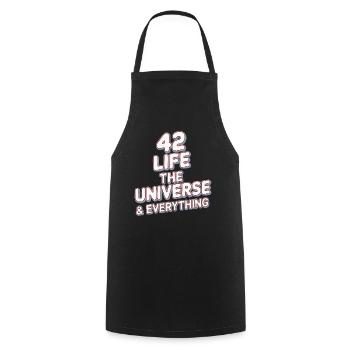 Life Universe Everything 42 answers - Cooking Apron - black - Front - AI Model Male 185 dark (185cm)