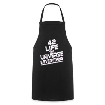 Life Universe Everything 42 answers - Cooking Apron - black - Front - AI Model Male 185 dark (185cm)