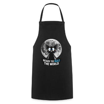 Ready to conquer the world – Mouse in the moonlight - Cooking Apron - black - Front - AI Model Male 185 dark (185cm)