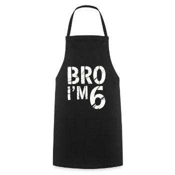 Frère, j’ai 6 ans – Design d’anniversaire cool - Tablier de cuisine - noir - Devant - AI Model Male 185 dark (185cm)