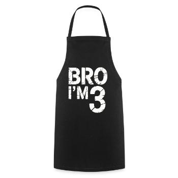Frère, j’ai 3 ans – Design d’anniversaire cool - Tablier de cuisine - noir - Devant - AI Model Male 185 dark (185cm)