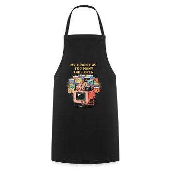 Zu viele Tabs – ADS Gehirn Cartoon Design - Kochschürze - Schwarz - Vorne - AI Model Male 185 dark (185cm)