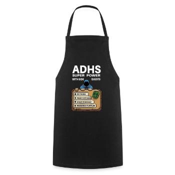 ADHD Superpower – Side-Quest Hero Shirt - Cooking Apron - black - Front - AI Model Male 185 dark (185cm)