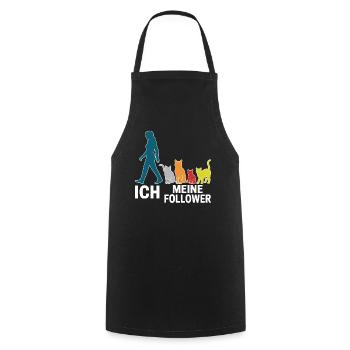 Moi et mes abonnés – Cat Humor Design - Tablier de cuisine - noir - Devant - AI Model Male 185 dark (185cm)