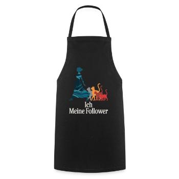 Ich & meine Follower – Katzenhumor Design - Kochschürze - Schwarz - Vorne - AI Model Male 185 dark (185cm)