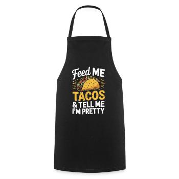 Taco-Design - Füttere mich & sag, ich bin hübsch - Kochschürze - Schwarz - Vorne - AI Model Male 185 dark (185cm)