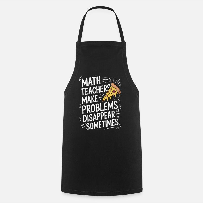 Professeur de mathématiques drôle Conception Pizza et résolution de problèmes - Tablier de cuisine - noir