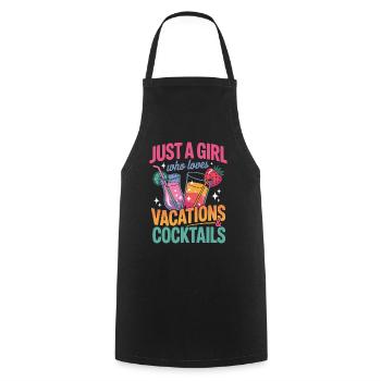 Juste une fille qui aime les vacances et les cocktails - Tablier de cuisine - noir - Devant - AI Model Male 185 dark (185cm)