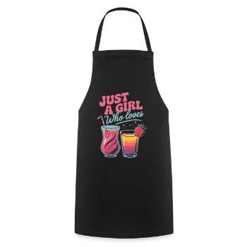 Juste une fille qui aime les vacances et les cocktails - Tablier de cuisine - noir - Devant - AI Model Male 185 dark (185cm)
