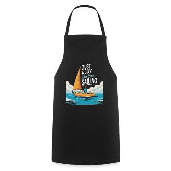 Just a Guy who loves Sailing – Sail Design - Cooking Apron - black - Front - AI Model Male 185 dark (185cm)