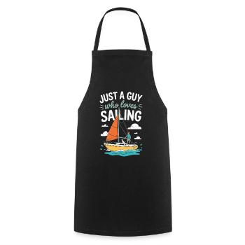 Just a Guy who loves Sailing – Sail Design - Cooking Apron - black - Front - AI Model Male 185 dark (185cm)