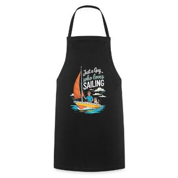 Just a Guy who loves Sailing – Sail Design - Cooking Apron - black - Front - AI Model Male 185 dark (185cm)