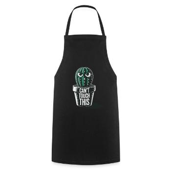 Can't Touch This – Funny Cactus with Saying - Cooking Apron - black - Front - AI Model Male 185 dark (185cm)