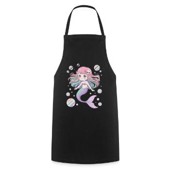Süße Kawaii Meerjungfrau – Pastell Design - Kochschürze - Schwarz - Vorne - AI Model Male 185 dark (185cm)