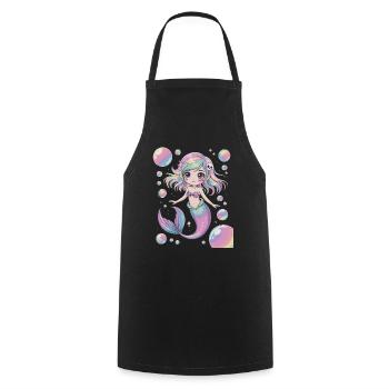Süße Kawaii Meerjungfrau – Pastell Design - Kochschürze - Schwarz - Vorne - AI Model Male 185 dark (185cm)