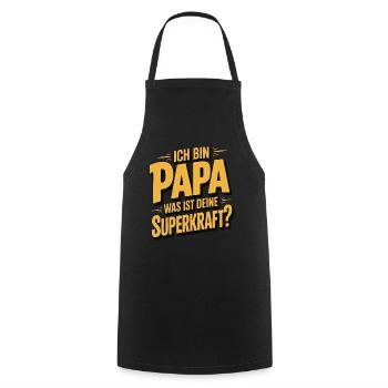 Ich bin Papa – Was ist deine Superkraft? - Kochschürze - Schwarz - Vorne - AI Model Male 185 dark (185cm)