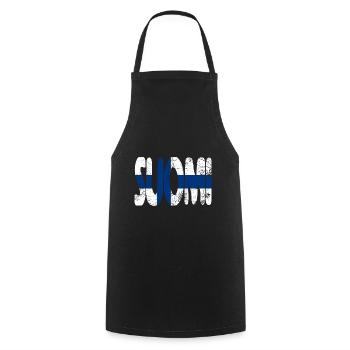 Suomi Finland Finnish Flag Scandinavia Travel - Cooking Apron - black - Front - AI Model Male 185 dark (185cm)