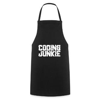 Coding Junkie - Kochschürze - Schwarz - Vorne - AI Model Male 185 dark (185cm)