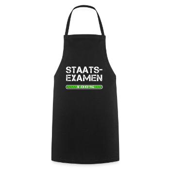 Staatsexamen abgeschlossen - Kochschürze - Schwarz - Vorne - AI Model Male 185 dark (185cm)
