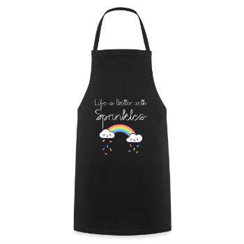 La vie est meilleure avec des saupoudrages 11 - Tablier de cuisine - noir - Devant - AI Model Male 185 dark (185cm)