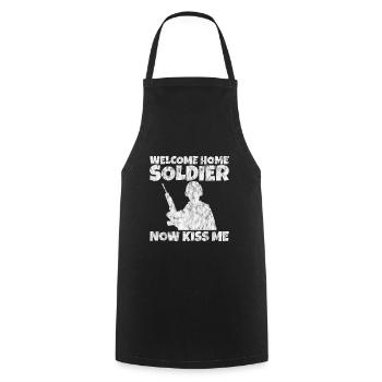 Bienvenue à la maison Soldat, maintenant embrasse-moi 2 - Tablier de cuisine - noir - Devant - AI Model Male 185 dark (185cm)