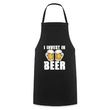 J’investis dans la bière - Tablier de cuisine - noir - Devant - AI Model Male 185 dark (185cm)