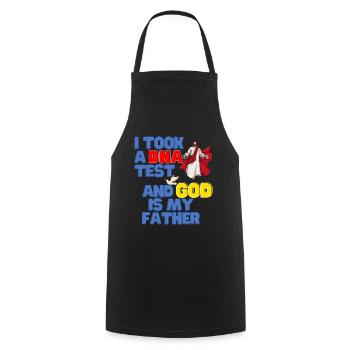 J’ai fait un test ADN et Dieu est mon père 25 - Tablier de cuisine - noir - Devant - AI Model Male 185 dark (185cm)