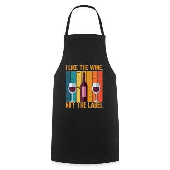 J’aime le vin, pas l’étiquette 15 - Tablier de cuisine - noir - Devant - AI Model Male 185 dark (185cm)