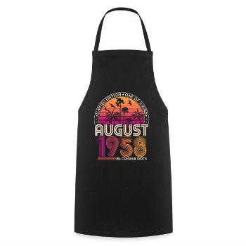 Août 1958 Vintage Anniversaire Rétro Cadeau - Tablier de cuisine - noir - Devant - AI Model Male 185 dark (185cm)