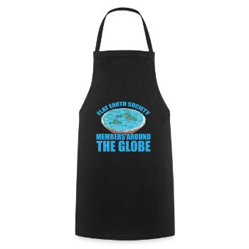 Flat Earth Society, Members Around The Globe 15 - Kochschürze - Schwarz - Vorne - AI Model Male 185 dark (185cm)