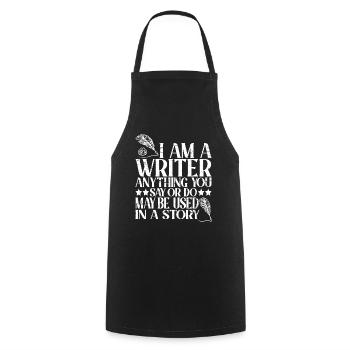 Anything you say or do may be used in a story 22 - Cooking Apron - black - Front - AI Model Male 185 dark (185cm)