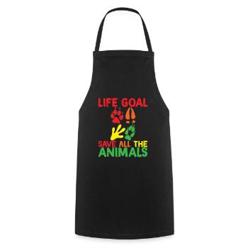 Objectif de vie, Sauver tous les animaux 2 - Tablier de cuisine - noir - Devant - AI Model Male 185 dark (185cm)