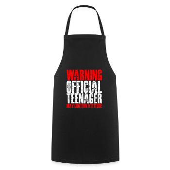 Warning Official Teenager, May Contain Attitude - Cooking Apron - black - Front - AI Model Male 185 dark (185cm)