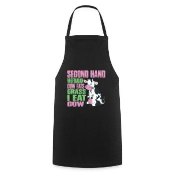 Second Hand Vegetarian, Cow Eats Grass, I Eat Cow - Cooking Apron - black - Front - AI Model Male 185 dark (185cm)