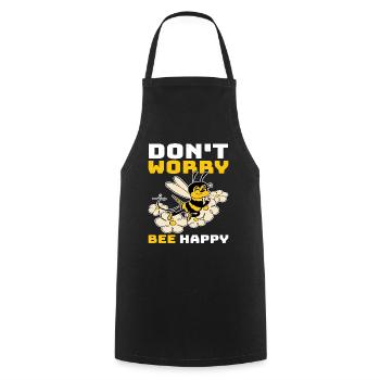 Don't Worry Bee Happy 33 - Cooking Apron - black - Front - AI Model Male 185 dark (185cm)