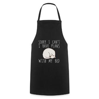 Sorry I Can't I Have Plans With My Bed 2 - Cooking Apron - black - Front - AI Model Male 185 dark (185cm)