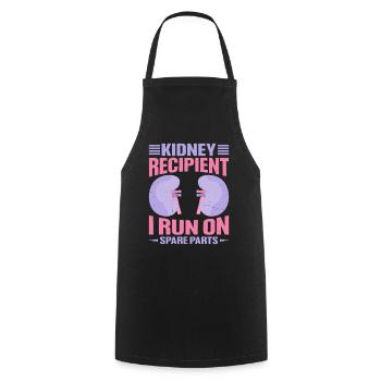 Kidney Recipient, I Run On Spare Parts 11 - Cooking Apron - black - Front - AI Model Male 185 dark (185cm)