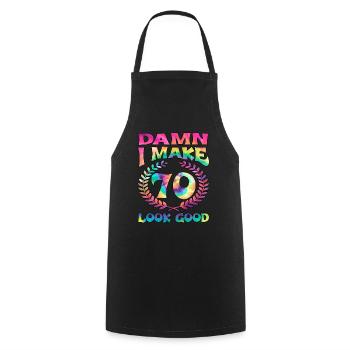 Bon sang, je fais 70 bien paraître - Tablier de cuisine - noir - Devant - AI Model Male 185 dark (185cm)